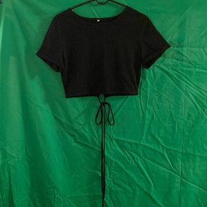 Unknown Brand tie around waist crop tee
